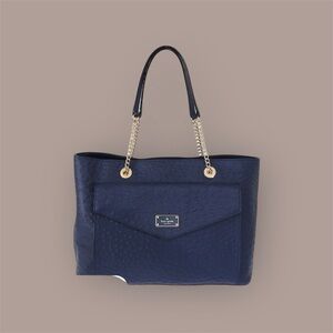 New without tags Kate Spade Halsey La Vita Ostrich handbag in Navy Blue